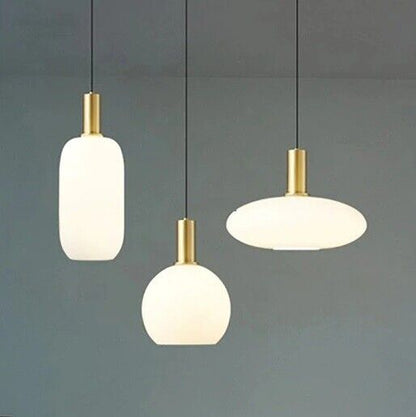 Pendant Lamp Glass White Gold Modern Design Simple Art Restaurant Bedroom Lights