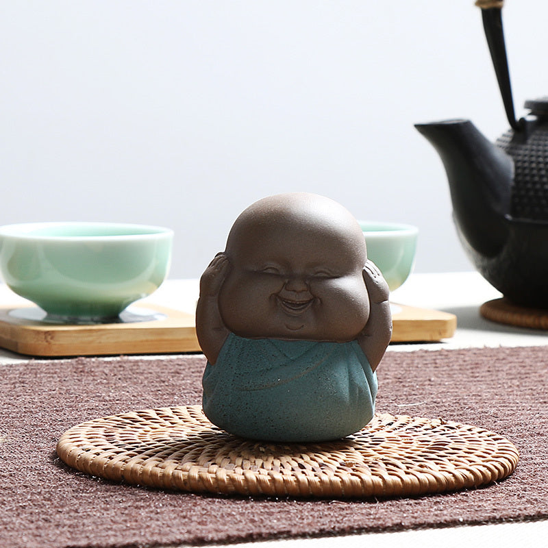 2.6“Novelty Tea Pet Yixing Zisha Purple Clay Statue Lovely Figurine Mini Pet