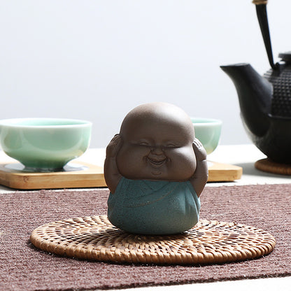 2.6“Novelty Tea Pet Yixing Zisha Purple Clay Statue Lovely Figurine Mini Pet