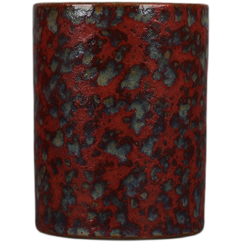 4.4" China Qing Beauty Drunk Glaze Porcelain Fambe Hacking Small Brush Pot