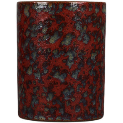 4.4" China Qing Beauty Drunk Glaze Porcelain Fambe Hacking Small Brush Pot