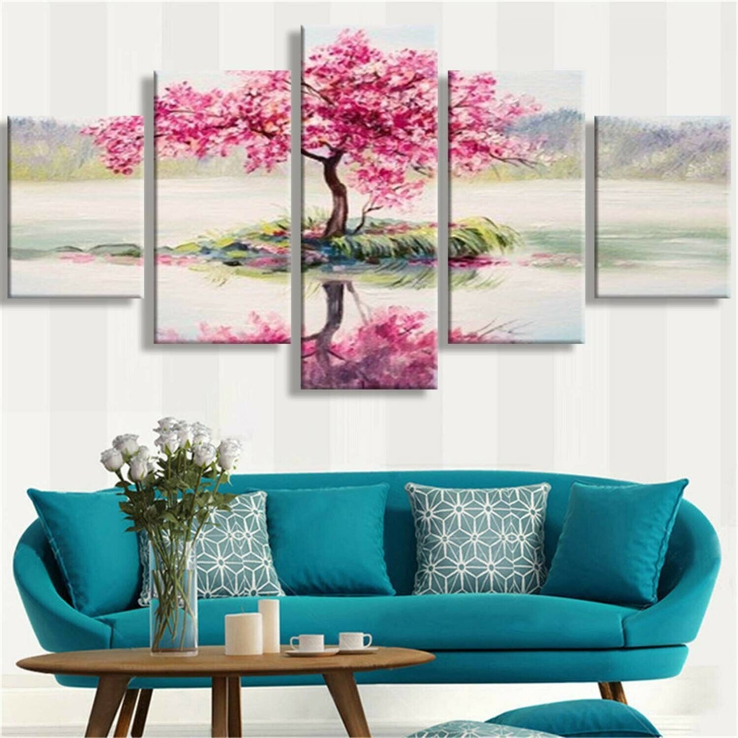 5 Piece Red cherry Art Prints On Canvas for Living Room Home Decor Unframed