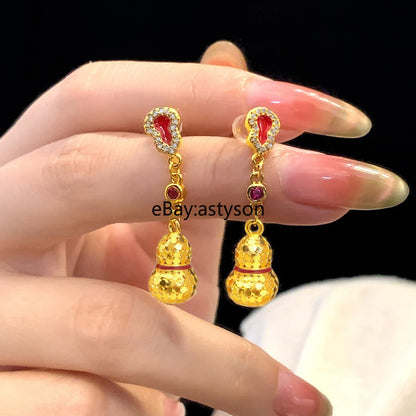 Brushed Gourd 24K Gilding YELLOW GP GOLD Earrings