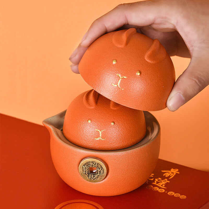 Creative Travel Tea Set Portable Bag Porcelain Tea Pot Matching Tea Cup In China