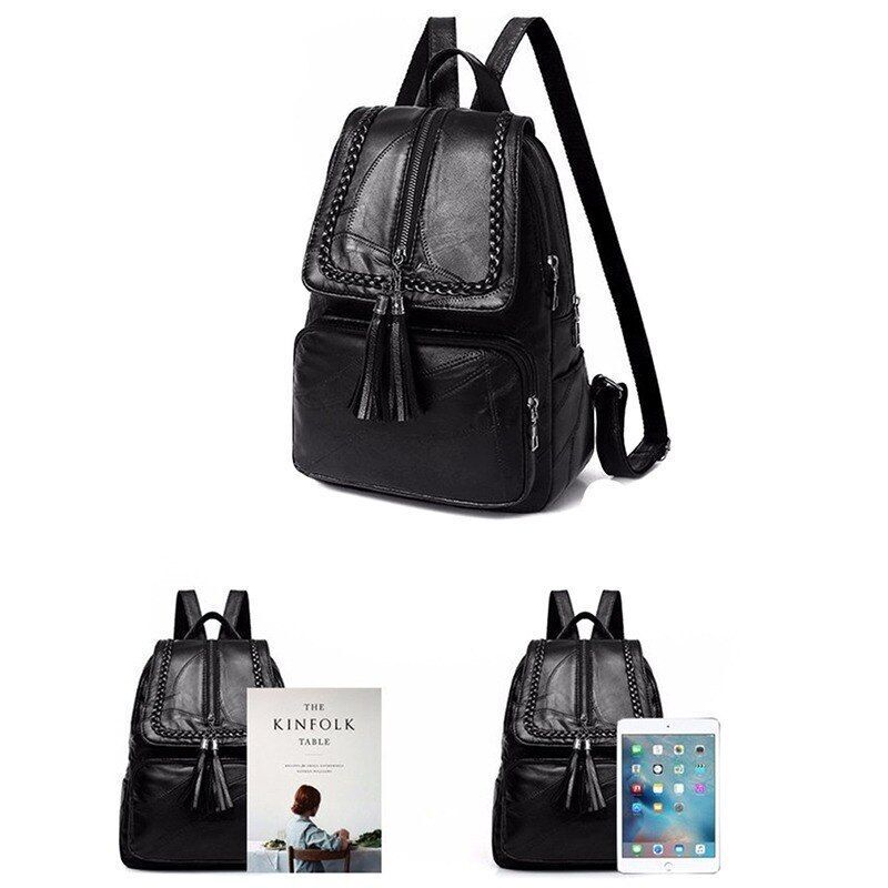 Backpack School Bag Black Waterproof Traveling Shoulder Bag 25*34*13/28*12*31 CM