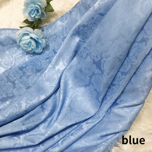 150*100cm Faux Silk Satin Rose Floral Brocade Damask Fabric Dress Sewing Craft