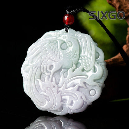Real Grade A 100% Natural Lavender Jade Jadeite Women Circle Phoenix Pendant