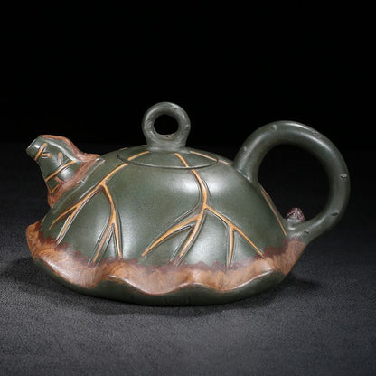 Vintage Chinese Yixing Purple Clay Teapot Zisha Ceramic Fine Lotus Leaf Teaware