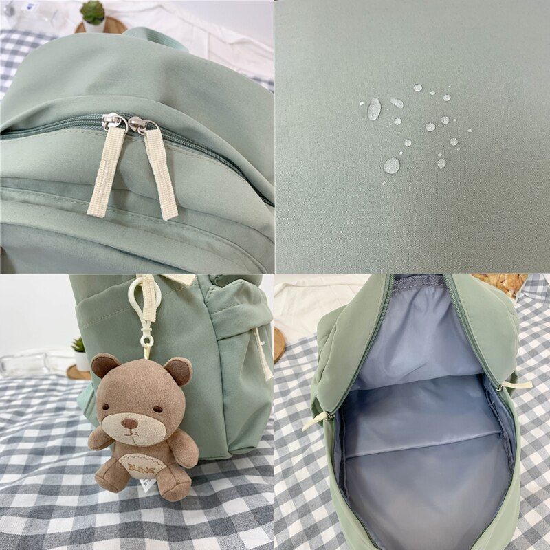 Double Zipper Women Backpack Waterproof Nylon School Student Bag Travel Rucksack