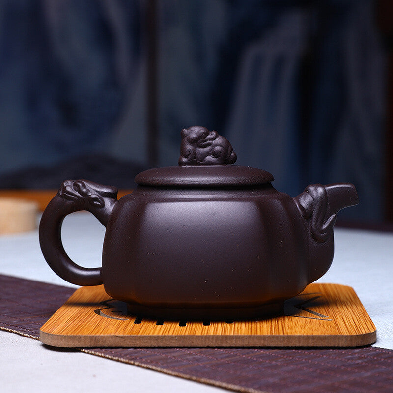 on big sales yixing zisha purple clay tea pot 260ml lucky animal statue marked