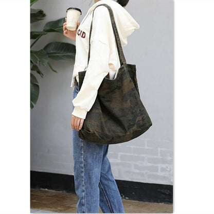 Canvas Camouflage Large Tote Shoulder Bag Shopping Handbag Women Gifts