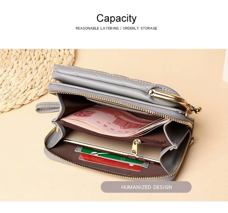 Female Cell Phone Money Bags Ladies Purse Soft Leather Flap Mini Crossbody Bags