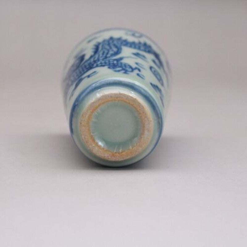 2.67" Chinese Blue and White Porcelain 12 Zodiac Dragon Grain Teacup Cup Collect