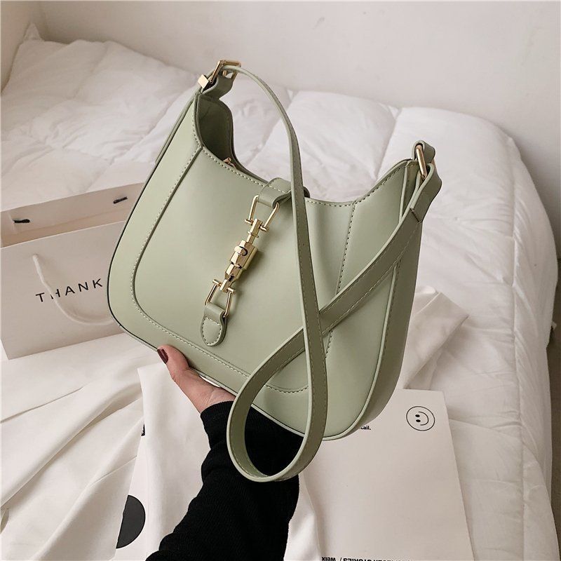 Hasp Lock Underarm Textured French Shoulder Bag 26*6*21 CM Polyester Purse 1 PC