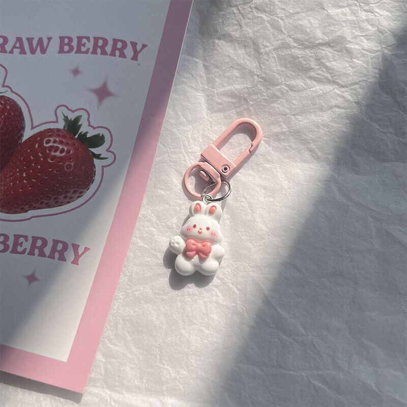 Rabbit Cute Keychain Bunny Carrots Car Bag Pendant Women Girls Tulip Keyring