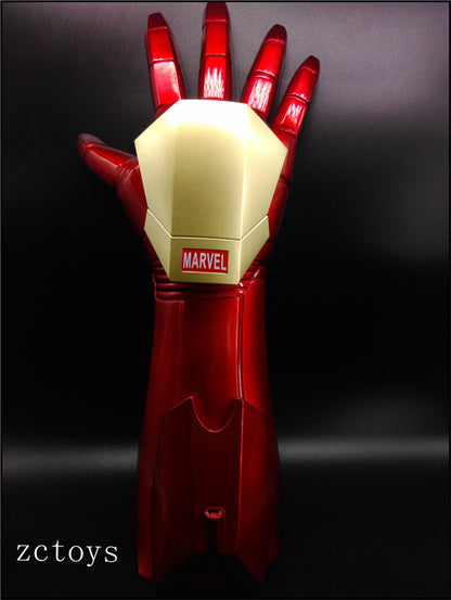 1 Pair 1:1 New Iron Man Gauntlet Laser LED Light Gloves Cosplay Props Model Toy