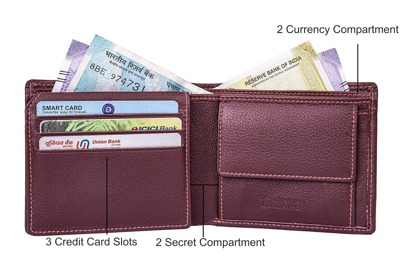 New Brown Bi-Fold Leather Men's Wallet RFID Protection Gift Item