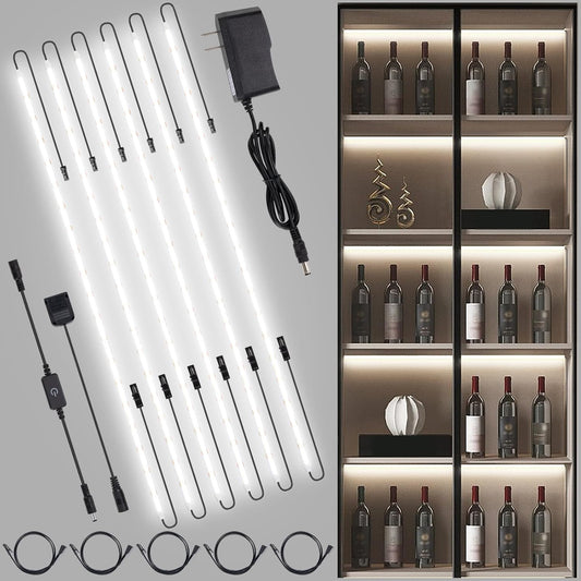 LED Lights for Shelves, 6 PCS 20 Inch Dimmable Flexible COB LED Strip Lights for