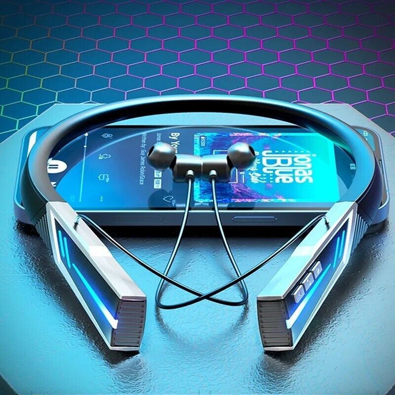 Wireless Bluetooth Neckband Headphones Mic Headset Stereo Earbuds Earphone