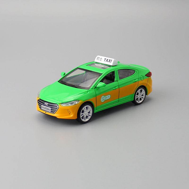 1:43 Diecast Hyundai Elantra Taxi Metal Car Model Toy Pull Back Door Open Gift
