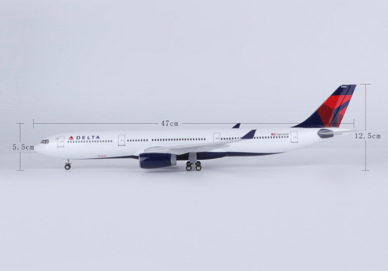 47CM 1:135 DELTA AIRBUS A330 Passenger Aircraft Landing gears Resin Plane Model
