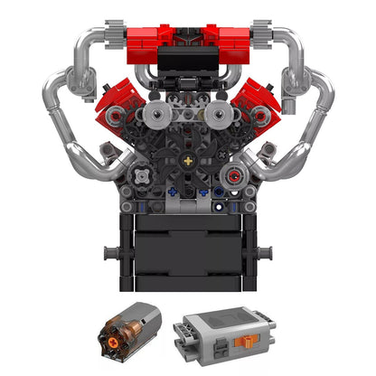 V8 Engine Motor Mechanical Engineering Model Building Block Toy Gift ABS