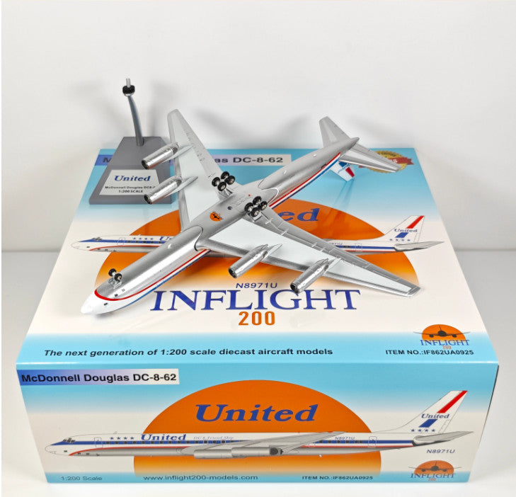 1:200 InFlight United DC-8-62 N8971U Passenger Airplane Diecast Plane Model