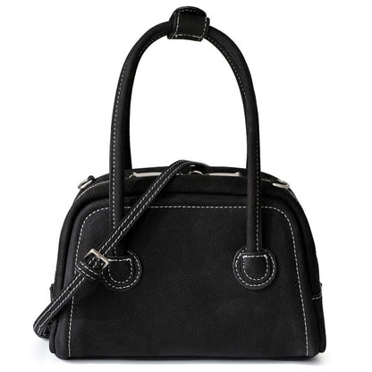 Small Mini Real Leather Handbag Boston Tote Purse Shoulder Bag Crossbody Fashion