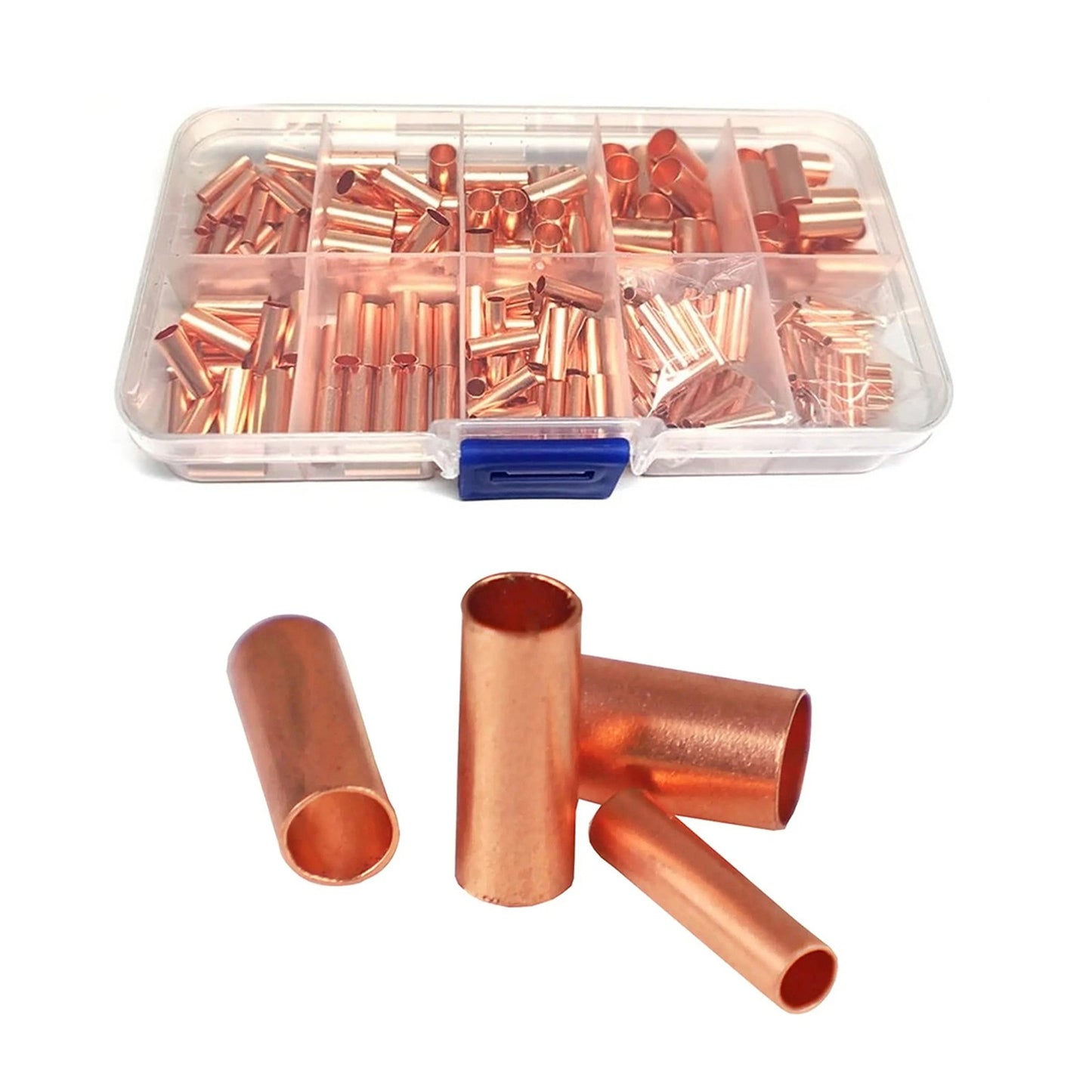 250Pcs/Set 7 Size Wire Ferrules Kit Red Copper Crimp Connector Butt Splice