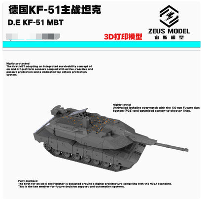1/72/87/144 Germany KF-51 MBT Main Battle Tank Unpainted Model Kit 3D Printed
