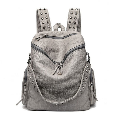 Rivet Soft Leather Backpacks Fashion Luxury Shoulder Large School Bags 20-35 L