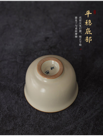 Mi Huang Ru Kiln Round Ding Tea Cup Ceramic Tea Cup Household Kung Fu Tea Set