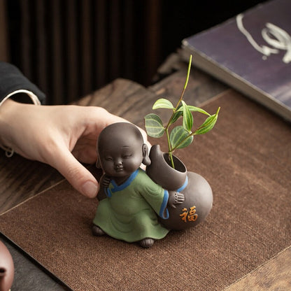 Tea Pet Yixing Zisha Purple Clay Mascot Mini Vase Happiness Wealth Longevity New