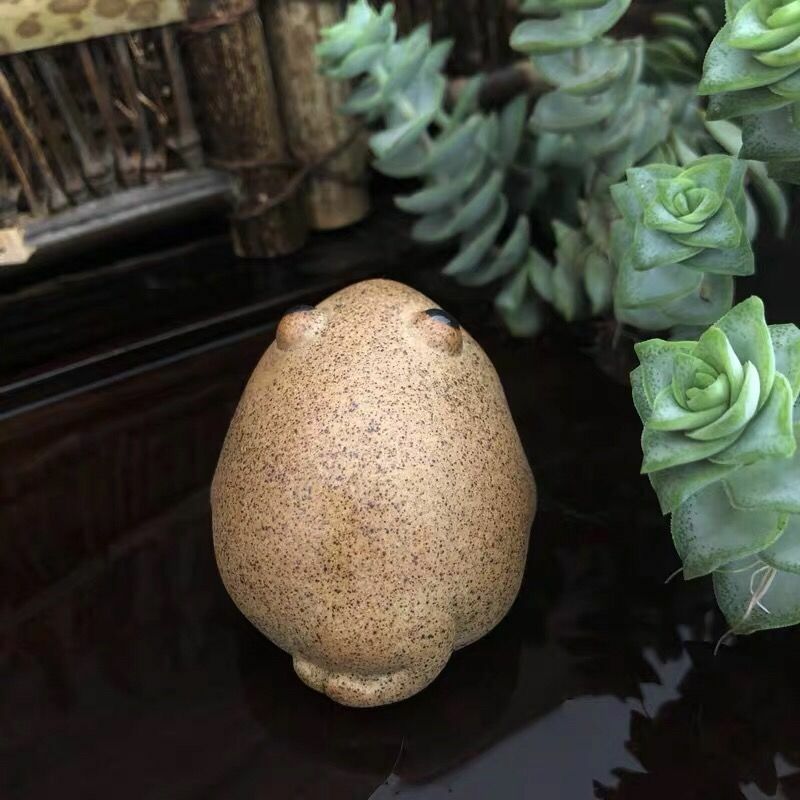 Chinese Handmade Porcelain Luck Frog Tea Pet Zen Tea Set Coarse Pottery Collect