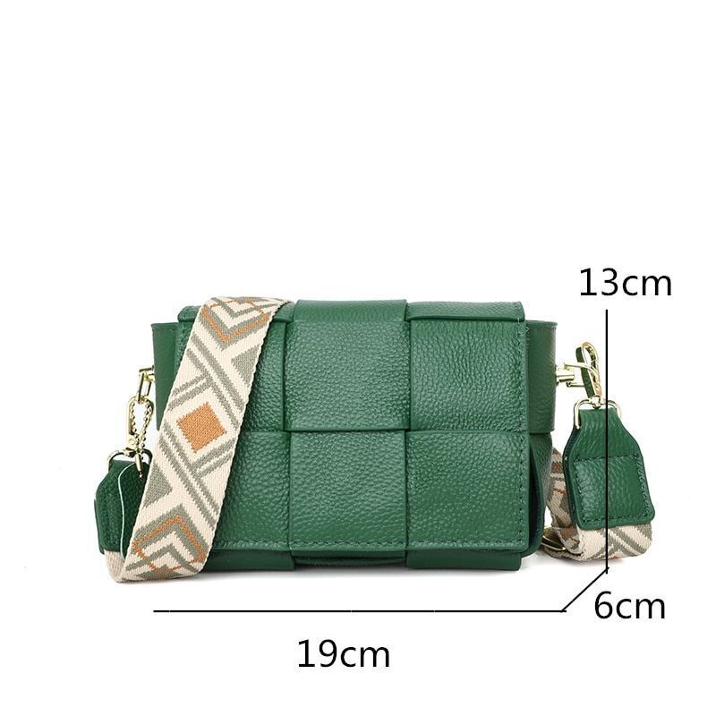 Bag Fashion Woven Leather Shoulder Bag Small Messenger Soft Real Cowhide Handbag