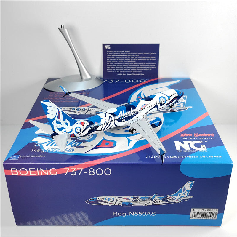 1:200 NG Model Alaska BOEING B737-800 Passenger Airplane Diecast Aircraft Model