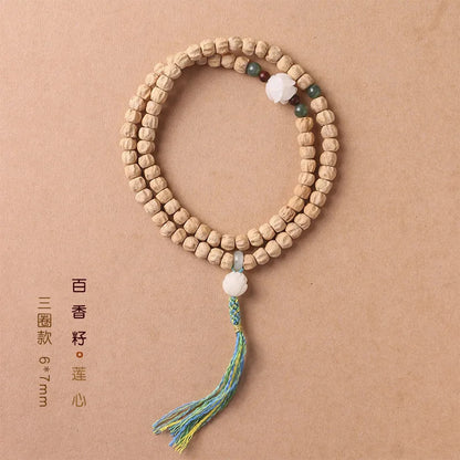 Natural Bodhi Lotus Jade Bracelet Good Luck Hand Strings Buddhist Prayer Beads