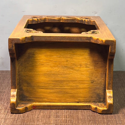 Old Bamboo Wood Buddhist Altar Heart Sutra Butsudan Shrine Zen Enshrinement Deco