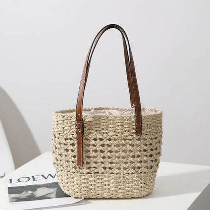 Women Woven Boho Handbag Tote Straw Bag Round Rattan Shoulder Bag Summer Beach
