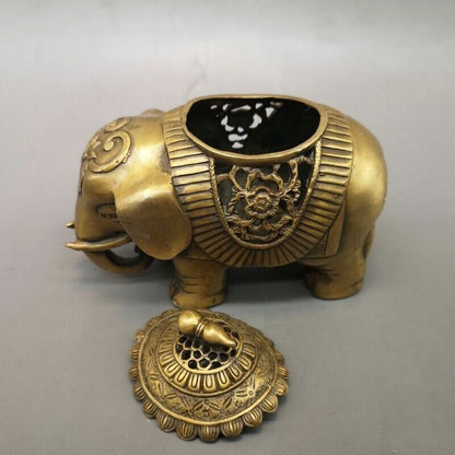 5" Chinese old antique Elephant gourd statue Incense burner censer