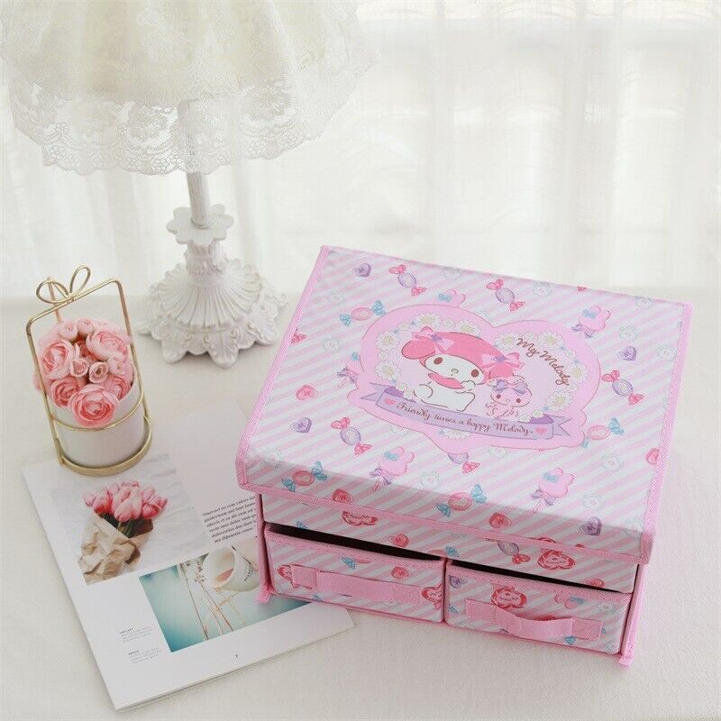 Kuromi Kitty My Melody Underwear Storage Box Foldable Double Drawer Storage Box