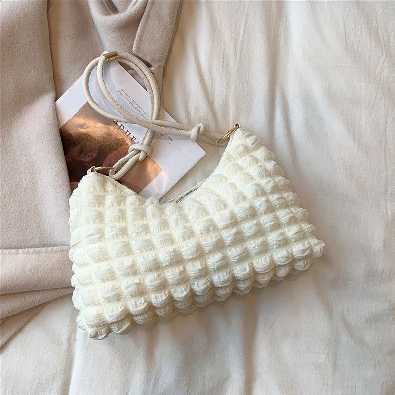Cute Handbag Canvas Underarm Cloud Shape Shoulder Purse 34*22*10 Cm Whithe/black