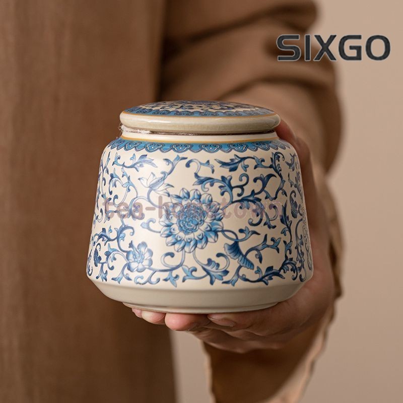 Ru Kiln Ceramic Tea Jar Sealed Jar for Household Small Tea Storage Storage Jar