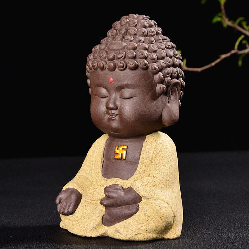 Creative Purple Clay Buddha Statue Decoration Tea Pet Desktop Home Furnishing