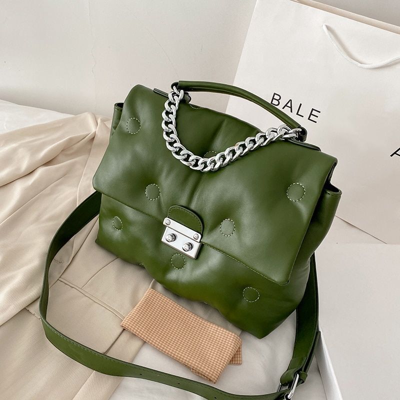Retro Women's Shoulder Padded Bag Luxury Handbags Shopper Square Bags Polyester