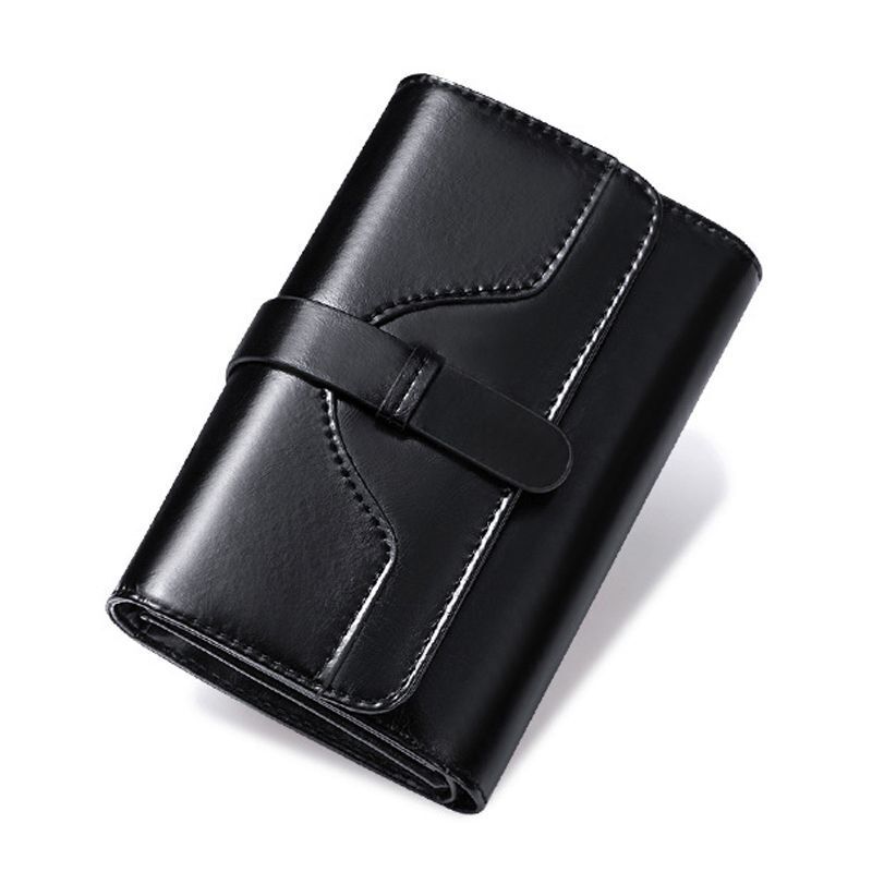 Genuine Leather Wallets Short Clutch Purse 3 Fold Card Coin Bag RFID 9*3*14 CM