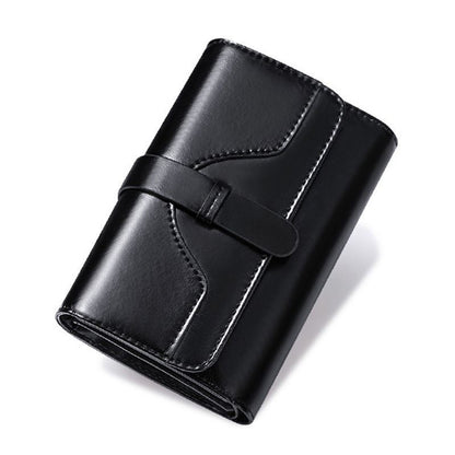 Genuine Leather Wallets Short Clutch Purse 3 Fold Card Coin Bag RFID 9*3*14 CM