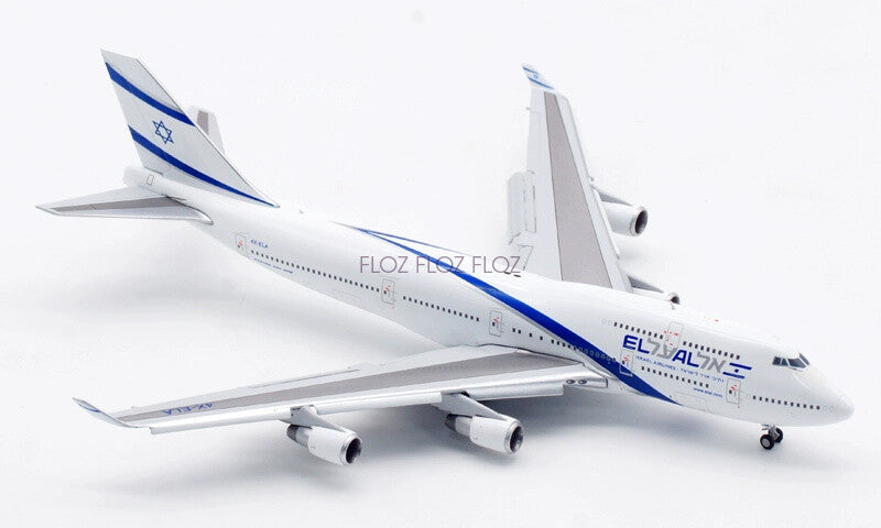 JC WINGS Israel Airlines for Boeing B747-400 4X-ELA Flaps down 1:400 plane Model