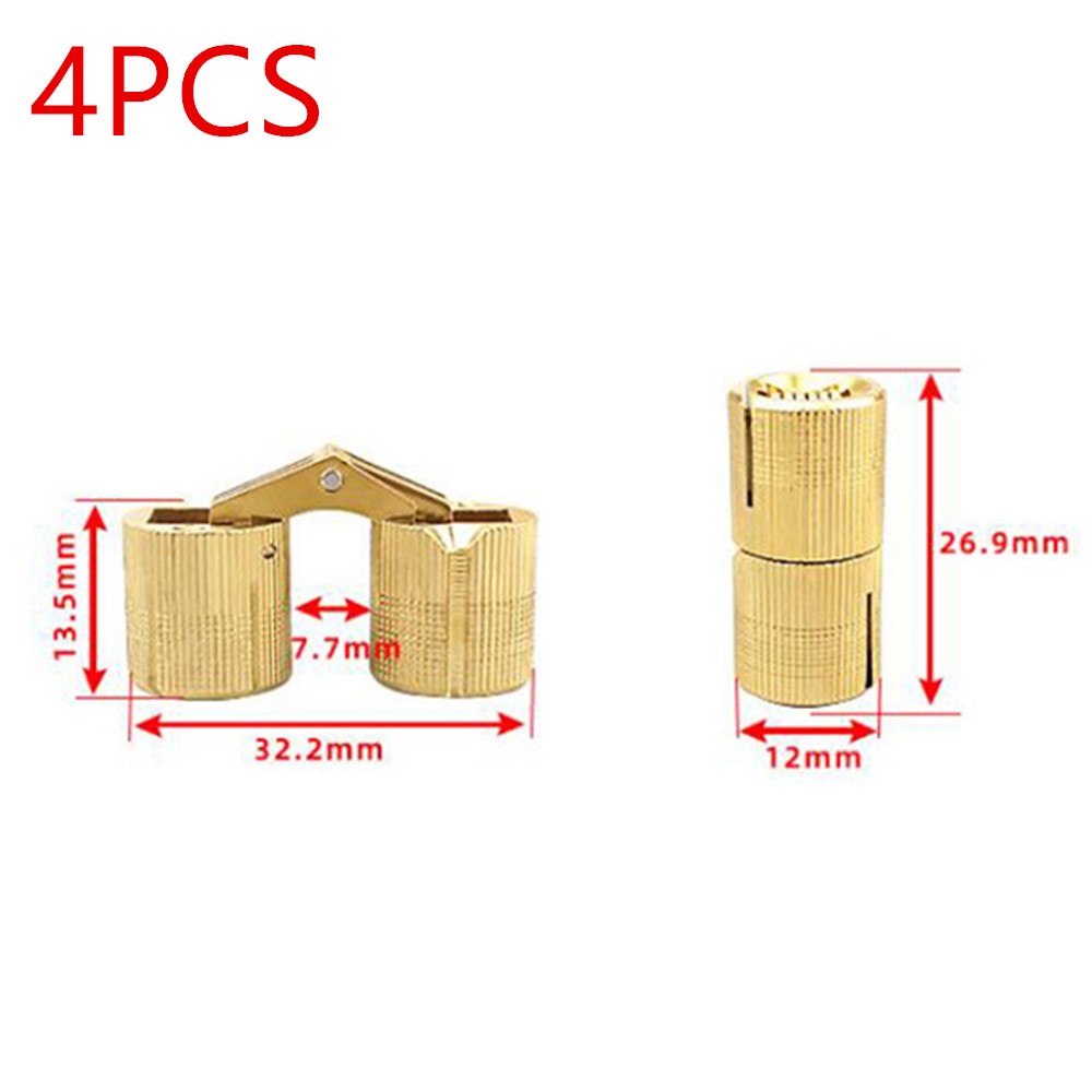 4Pcs Copper Hidden Barrel Hinge Invisible Hinge 10mm 12mm For Concealed Worktop;