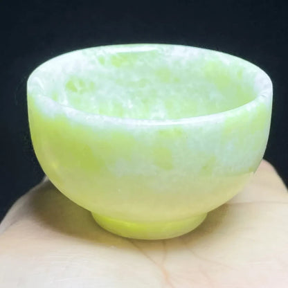 2" China Ancient Antique Natural Jade Stone Bowl Carving Collection Wine Cup